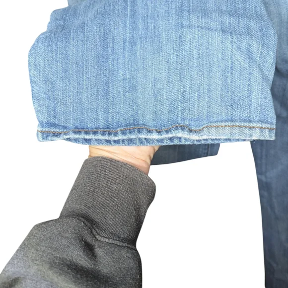 American Eagle Slim Boot Jeans Sz 10 Y2K Low Rise Stretch Distressed Light Wash - Picture 11 of 16